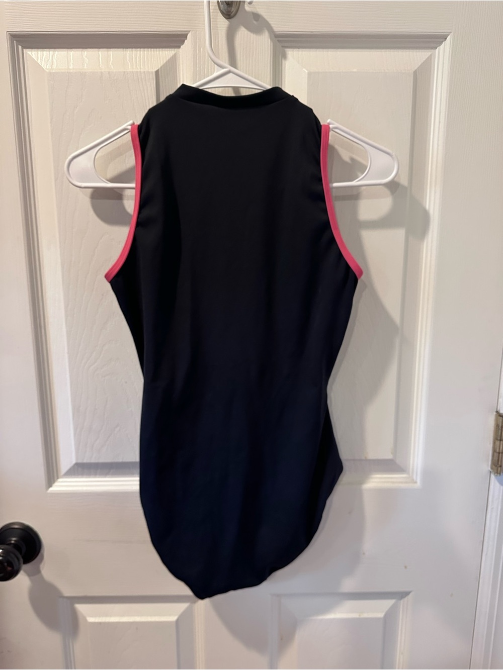 Black High Neck Leotard with Pink Trim - Picture 2 of 3